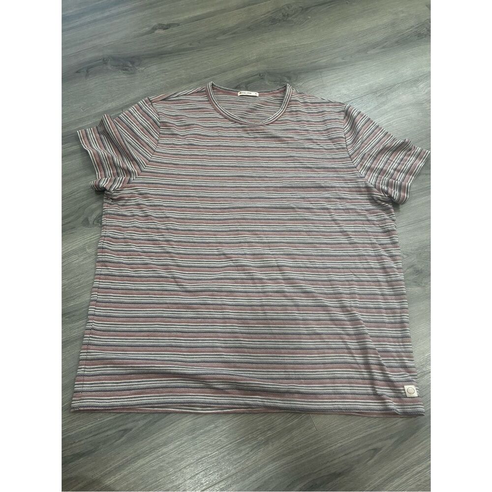 Marine Layer Striped Crewneck Tee in Mauve and Gray